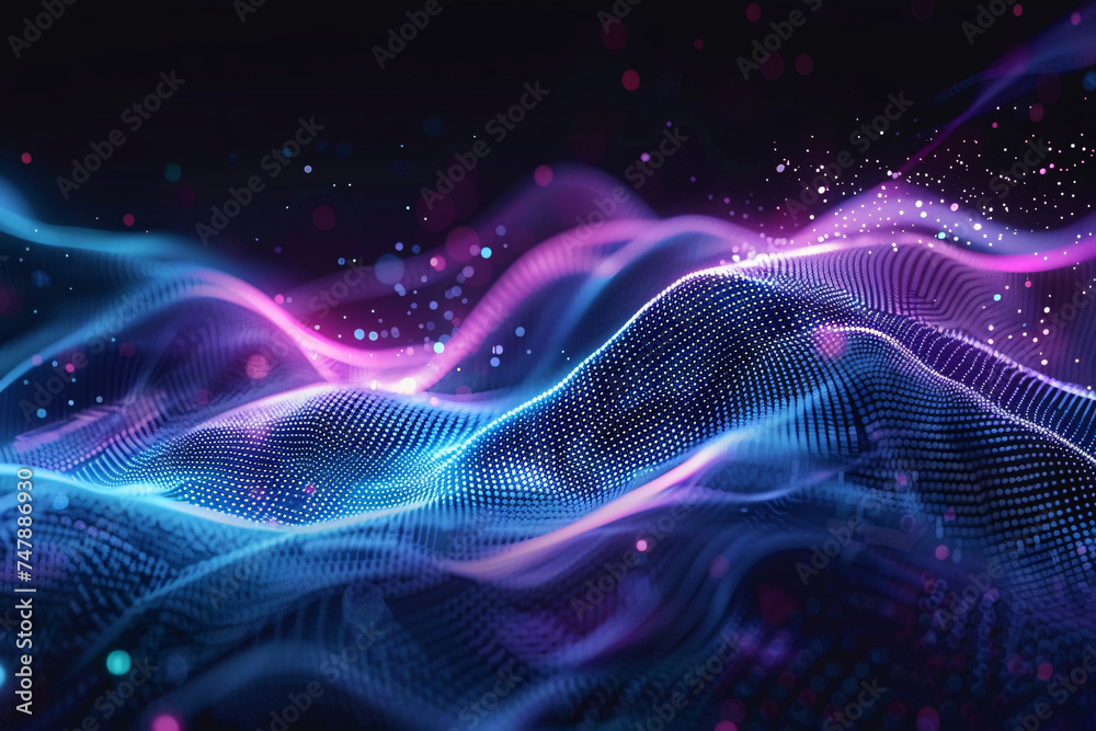 Poster technology data background glowing particles abstract futuristic and technology digital wave particl