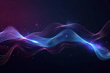 Fototapeten Technology data background glowing particles abstract futuristic and technology digital wave particles glowing background, 3D rendering © lin