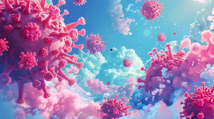 Fototapeta na wymiar Pink Coral Reef Virus, World Health Day