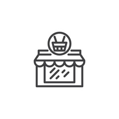 Grocery store and shopping basket line icon