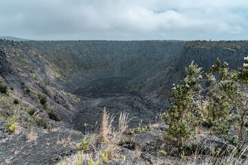 Pauahi is a composite triple-pit crater,  Hawaiʻi Volcanoes National Park. Chain of Craters Rd. ...