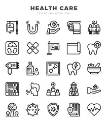 HEALTH CARE Icons Pack. Lineal icons set. Lineal icon collection set. Simple vector icons.