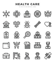 Set of Lineal HEALTH CARE Icons. Lineal art icon. Vector illustration