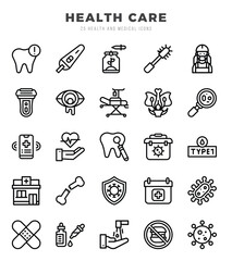 Set of HEALTH CARE icons. Vector Illustration.