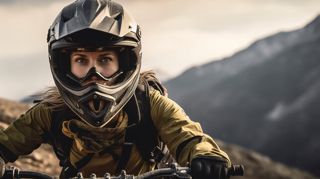 beautiful image of a biker woman . Generative AI