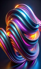 Abstract 3D Rendering of Colorful Neon Background, Vibrant and Dynamic Design with Futuristic Neon Lights