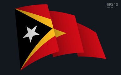Waving Vector flag of East Timor. National flag waving symbol. Banner design element.
