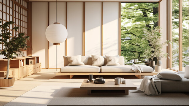 interior design of modern living room japanese style