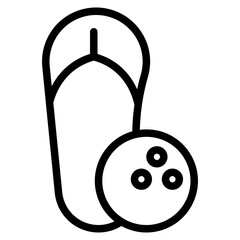 bowling ball and flip flop line 