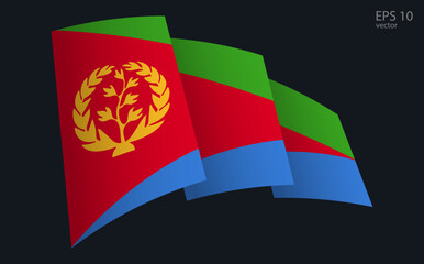 Waving Vector flag of Eritrea. National flag waving symbol. Banner design element.
