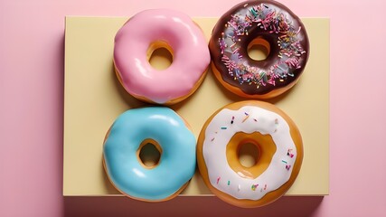 Donuts Decorated With Pink Icing.Generative AI