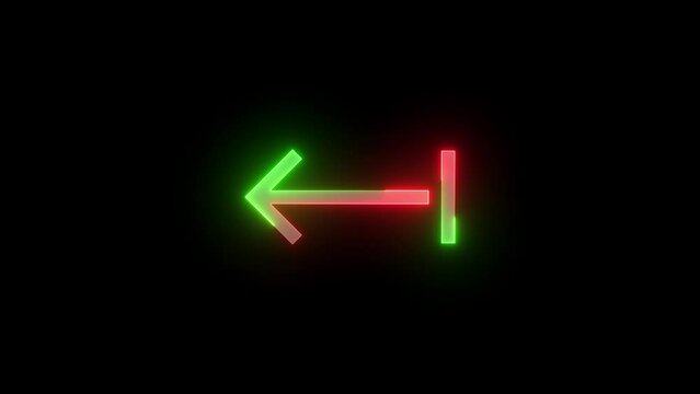 Neon import icon green red color glowing animation black background