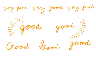 グッド　very good　文字　筆記体セット