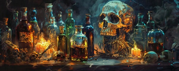 Obraz na płótnie Canvas Alcohol is poison abstract art Generative Ai 