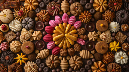 Obraz na płótnie Canvas Diwali sweets arranged in an artistic pattern.
