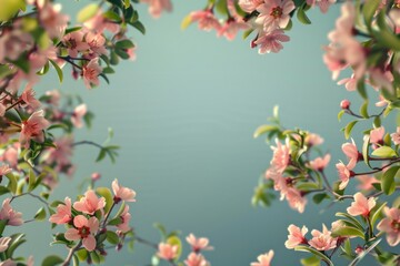 Spring Blossoms on Pastel Background