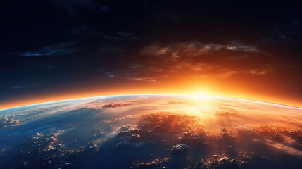 Planet Earth with a spectacular sunset Earth Sunrise from Space