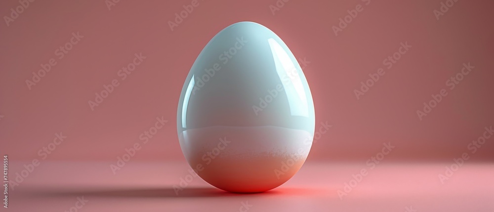 Poster three-dimensional rendering of a bright blank background with an egg. easter holiday.