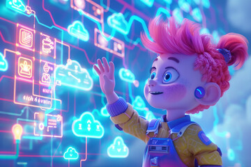 A cartoon character with a whimsical expression