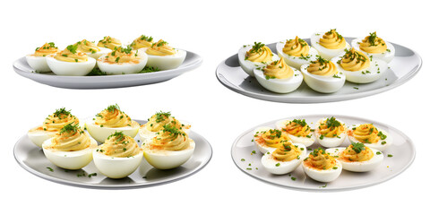Collection of deviled egg isolated on a white background as transparent PNG - obrazy, fototapety, plakaty