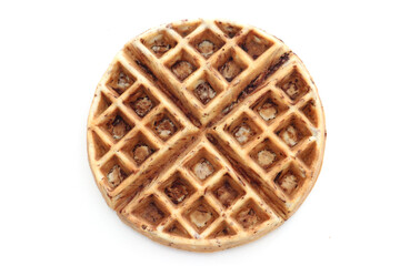 Crisp waffle isolated on white background, Dessert eaten with cream and jam.