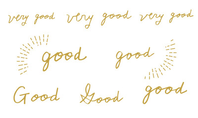 グッド　very good　文字　筆記体セット