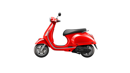 Fototapeta na wymiar Red scooter bike cut out. Isolated red scooter on transparent background