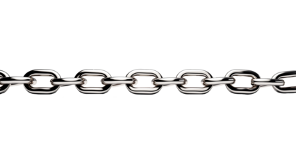 Metal silver chain cut out. Isolated metal chain on transparent background