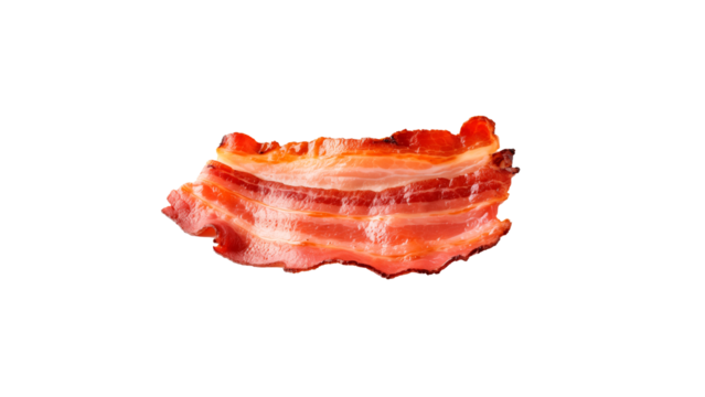 Fried bacon cut out. Isolated fried bacon on transparent background