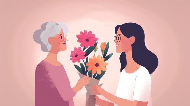 Mother's Day greetings from family old grandmother, mother-in-law, and daughter-in-law