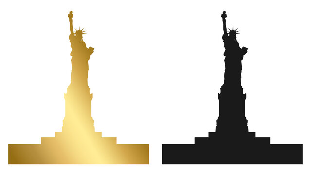 Statue of Liberty Silhouette on Transparent Background. Vector Illustration