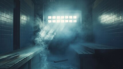 Hot steaming sauna in a spa. Relaxation place for relaxation and detoxification. Generative AI