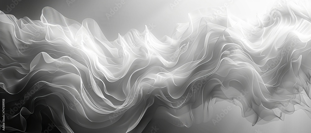 Poster Abstract white and grey background. Soft blurred patterns. Light pale background. Abstract geometric pattern.
