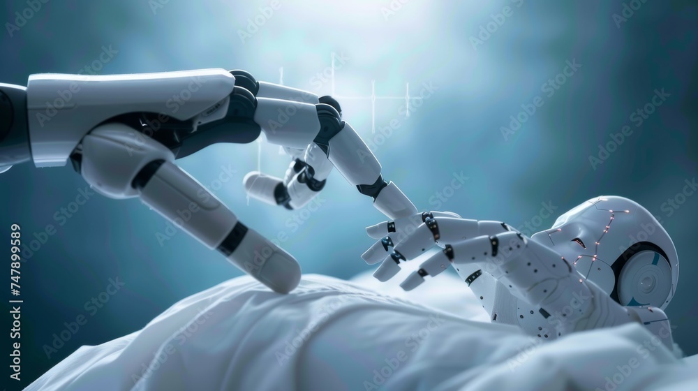 Aufkleber ui display of graphical icons on blue banner background, combining human and artificial intelligence
