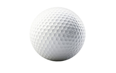 A white golf ball placed on a plain white background, showcasing simplicity and minimalism. The...