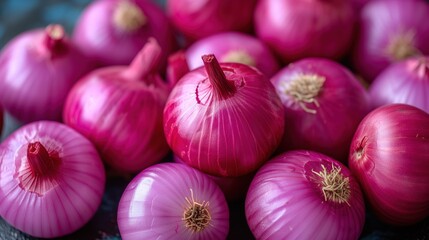 peeled red onion top view