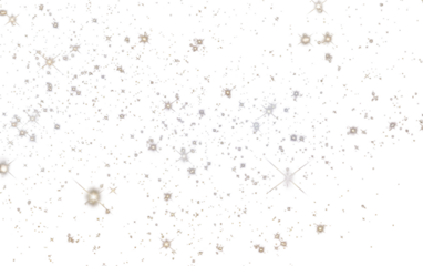 White background featuring various stars of different sizes and snowflakes falling gently, creating a festive and wintery atmosphere.