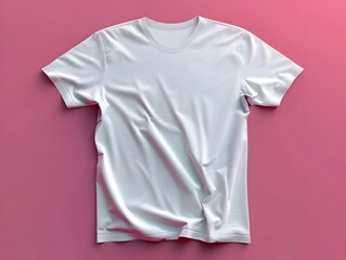 Unfinished White T-Shirt Mockup on Pink Background