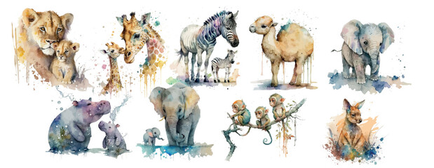 Watercolor Wildlife Collection: A Beautiful Series of Various Animals Painted in Vibrant