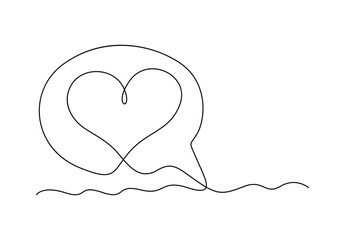 Speech bubble with love sign continuous single line drawing vector illustration. Pro vector