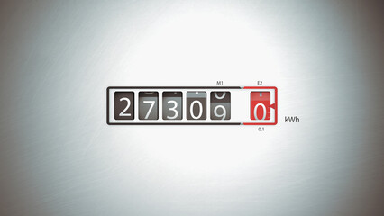 Kilowatt hour electric meter power supply measures current consumed electricity price, 3D rendering