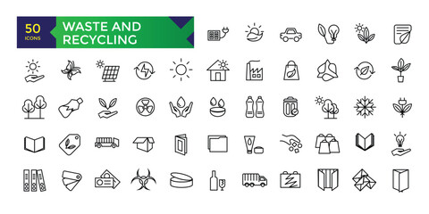 Waste and recycling line icons. Garbage disposal. Trash separation, waste sorting with further recycling Simple vector illustration.