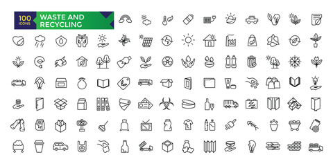 Waste and recycling line icons. Garbage disposal. Trash separation, waste sorting with further recycling Simple vector illustration.