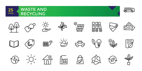 Waste and recycling line icons. Garbage disposal. Trash separation, waste sorting with further recycling Simple vector illustration.