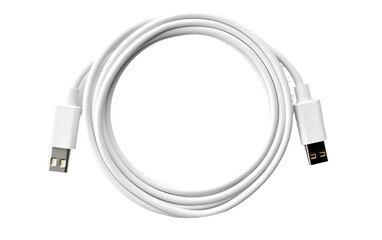 A white USB cable is visibly connected to an Phone. The cable appears to be charging the phone or facilitating data transfer between the two devices. The connection is secure and functional. - obrazy, fototapety, plakaty