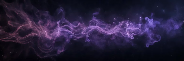Foto op Canvas Photograph showcasing the hypnotic movements of smoke tendrils in hues of amethyst and sapphire against a backdrop of starry skies. © Hans