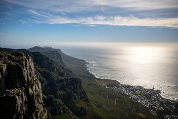 Fototapeta na wymiar Camps Bay Cape Town and coast seen from table mountain