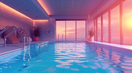 Fototapeta na wymiar Swimming pool with a large pool where you can swim and train in peace. Generative AI