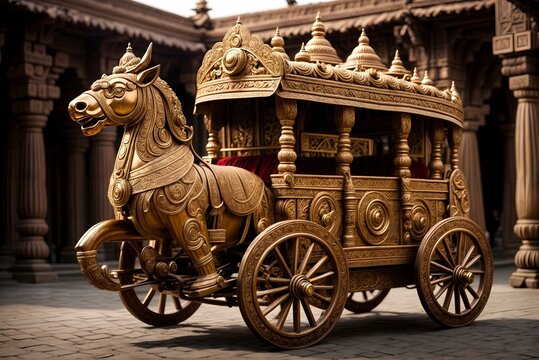 Intricately carved Indian hindu chariot celebrating hanuman festival