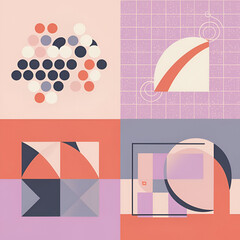 Flat design minimalist shapes background. AI generative image.